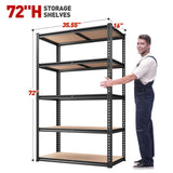 REIBII 72" H x 35.55" W x 16" D Storage Shelves 5 Tier Garage Shelving Heavy Duty 2020LBS Adjustable Metal Shelving Unit for Garage Shelves Utility Rack Shelf for Basement Pantry Closet Shelves,Black REIBII
