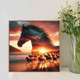 Mandun Paint by Numbers for Adult, Horse Paint by Numbers Kit for Adults Beginners, DIY Acrylic Oil Painting Kits with Brushes for Home Wall Decor 16x16Inch Mandun