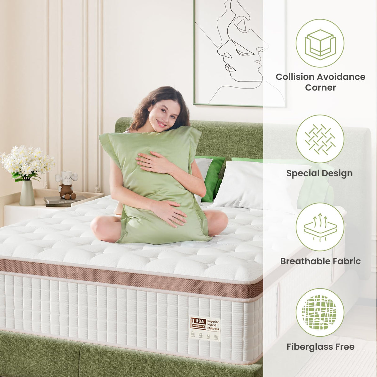 Queen Mattress 14 Inch - Superior Hybrid Mattress In a Box for Back & Lumbar Support, 100 Night Trial, Individual Pocket Spring Bed for Motion Isolation & Pressure Relief, CertiPUR-US Certified FP FLEXPEDIC