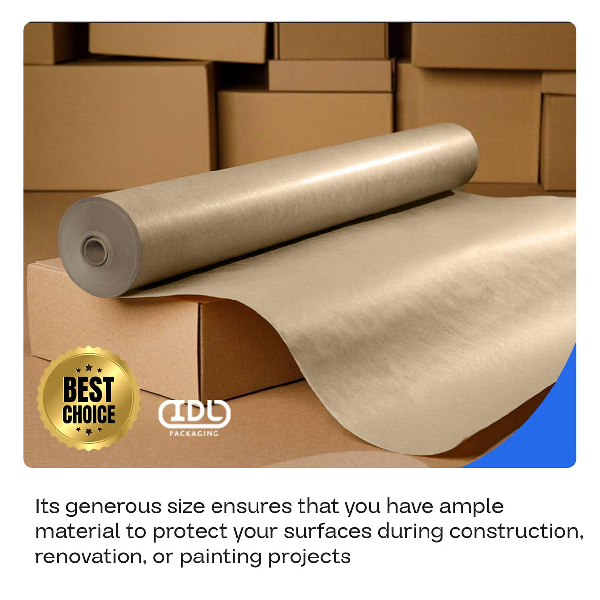 Brown Rosin Masking Paper 36" x 1992" (166 feet) – 66 lb Thickness Floor Covering - Masking Paper for Painting and Construction, Surface Protection by IDL Packaging IDL Packaging