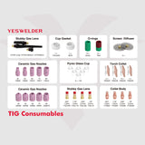 YESWELDER 71Pcs TIG Welding Torch Stubby Gas Lens #12 Pyrex Glass Cup Kit For WP-17/18/26 YESWELDER
