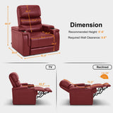 MCombo Triple Motors Power Recliner Chair with Power Headrest & Lumbar Support for Living Room, Home Theater Seating with Armrest Storage, Tray Table and Dual Charging Ports HTS708 (Red) MCombo