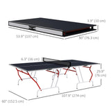 Soozier Full Size Ping Pong Table, Folds into Quarters, Portable Table Tennis Table with Net, Paddles, Balls, MDF, Charcoal Gray Soozier