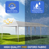 VINGLI 10x30 Pop Up Canopy Tent, Outdoor Tent Canopy Foldable Portable Canopies for Camping, Patio, Parties, EZ Up Gazebo Canopy with Carry Bag(White) VINGLI