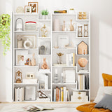 Tangkula 6-Tier Bookshelf, 64”H Tall Open Bookcase with Anti-Tip Kits, Home Office Free-Standing Wood Room Divider Display Book Shelf, Modern 11-Shelf Storage Rack for Study, Living Room (1, White) Tangkula