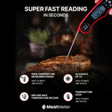 MeatMeter Digital Meat Thermometer for Grill/Cooking Fast Instant Read Waterproof Magnetic Probe Thermometer w/Backlight and Display for Kitchen, BBQ, Frying, etc. Chicken, Steak,or Burgers, Red MeatMeter