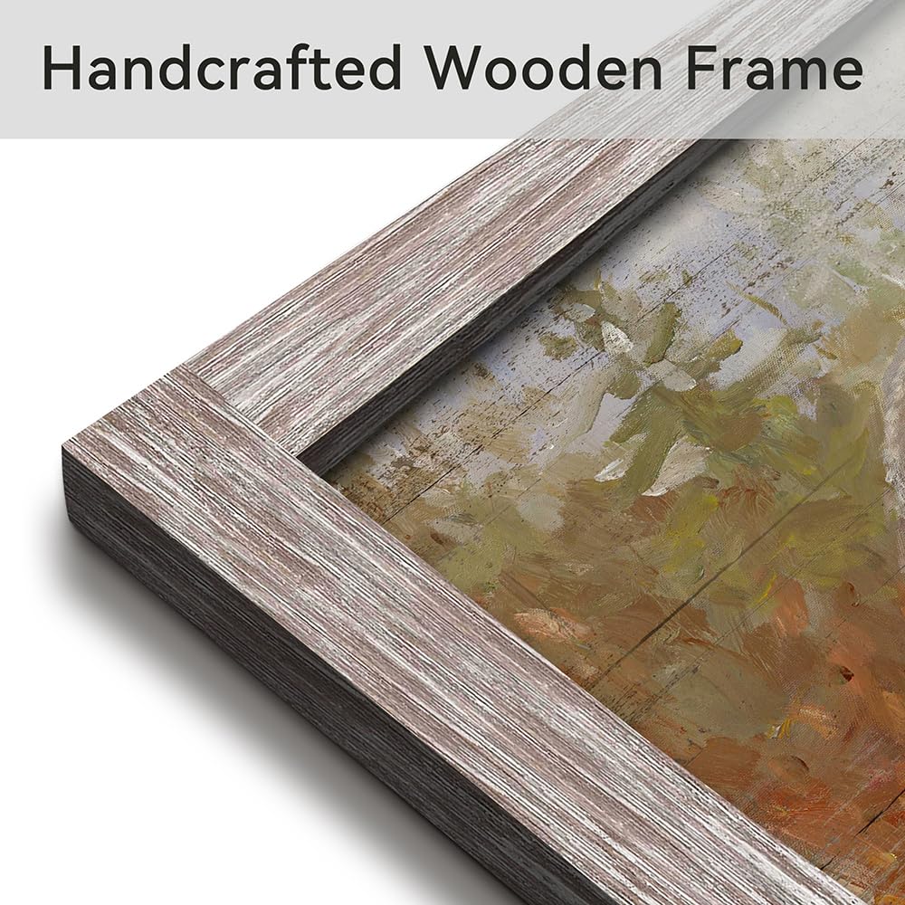 Framed Bear Picture Wall Art: Large Wild Animal Prints Woodland Wildlife Artwork Rustic Farmhouse Wood Painting for Living Room Bedroom old barn