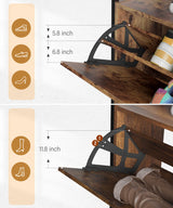 HAIOOU 3 Drawer Industrial Shoe Cabinet, Slim Freestanding Wood Shoe Rack Storage Organizer Stand with Flip Doors, Open Storage Shelf, Anti Toppling for 15-18 Pairs (Rustic Brown, Medium) HAIOOU