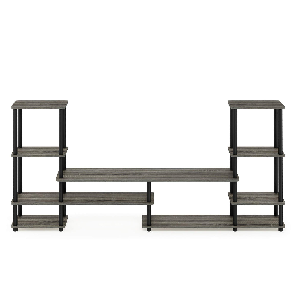 FURINNO Turn-N-Tube Grand Entertainment Center, French Oak Grey/Black Furinno