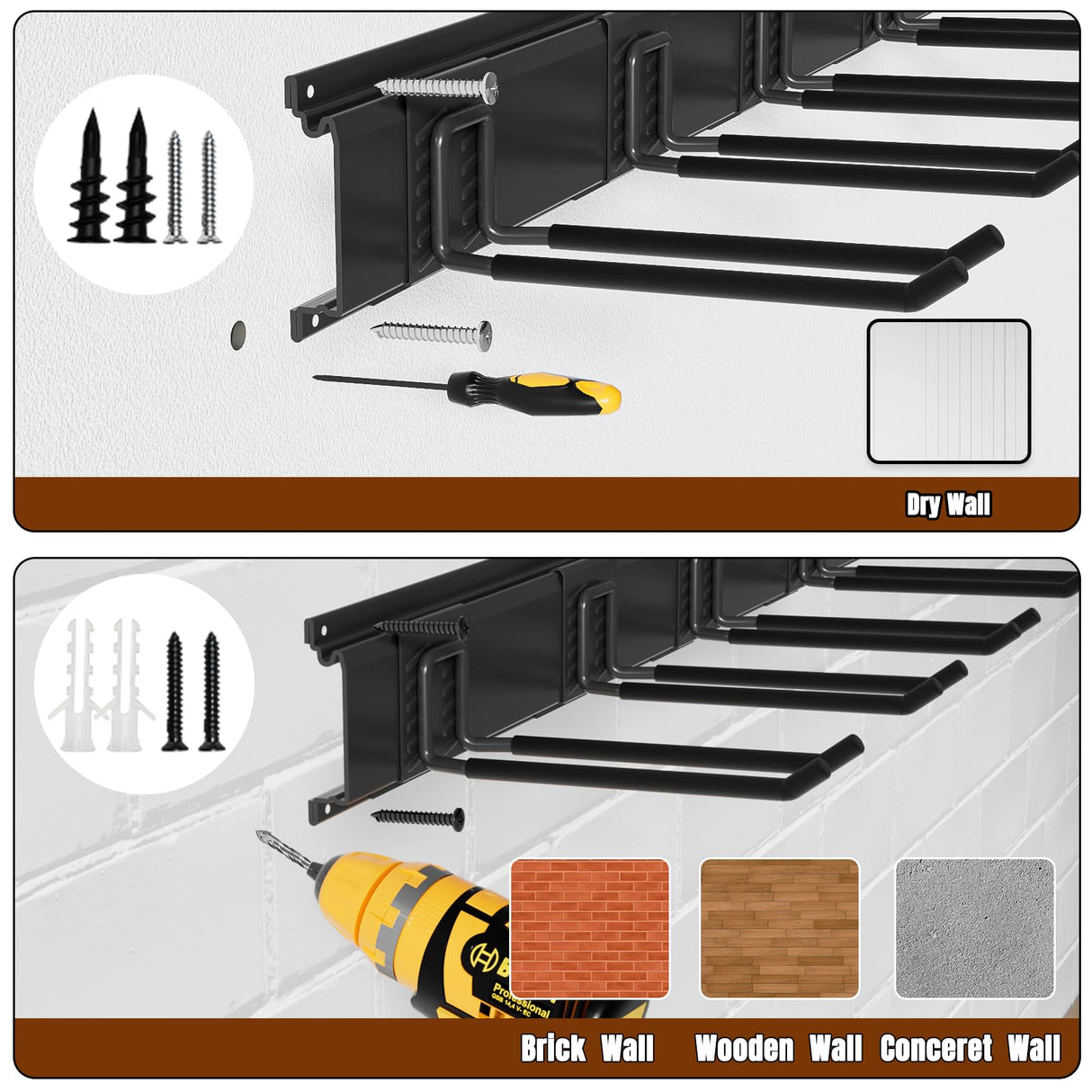 Garage Garden Tool Organizer Wall Mount, Heavy Duty Garage Tool Storage Rack 48 Inches, Max Load 330lb - Shovel, Rake, Folding Chair, Weed Eater Storage Wallavant