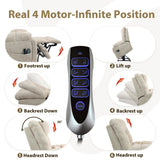 SINCRUMI 4-Motor Power Lift Chairs for Elderly with Heat & Massage, Infinite Position Adjustable Headrest, Lumbar and Footrest, Wide Seat Lay Flat Recliner with Hidden Cup Holders, Cream White SINCRUMI