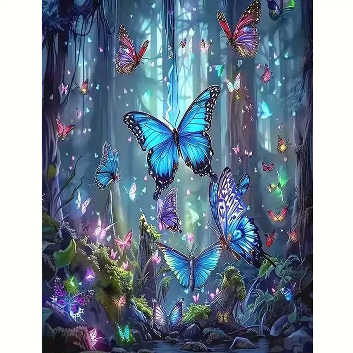 GEMFAMILY Butterfly Diamond Art Kits for Adults,5D Diamond Painting Kits for Butterfly Forest,DIY Round Full Drill Diamond Painting Kits for Beginner Home Wall Decor12 X 16Inch GEMFAMILY