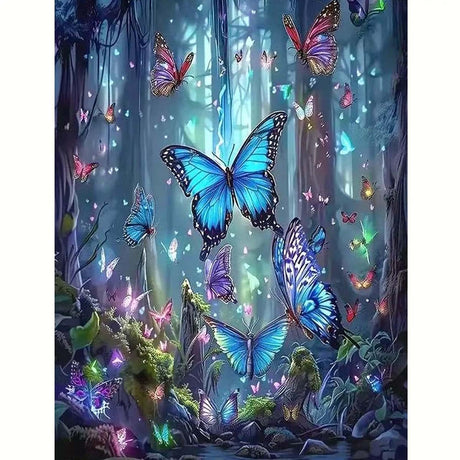 GEMFAMILY Butterfly Diamond Art Kits for Adults,5D Diamond Painting Kits for Butterfly Forest,DIY Round Full Drill Diamond Painting Kits for Beginner Home Wall Decor12 X 16Inch GEMFAMILY
