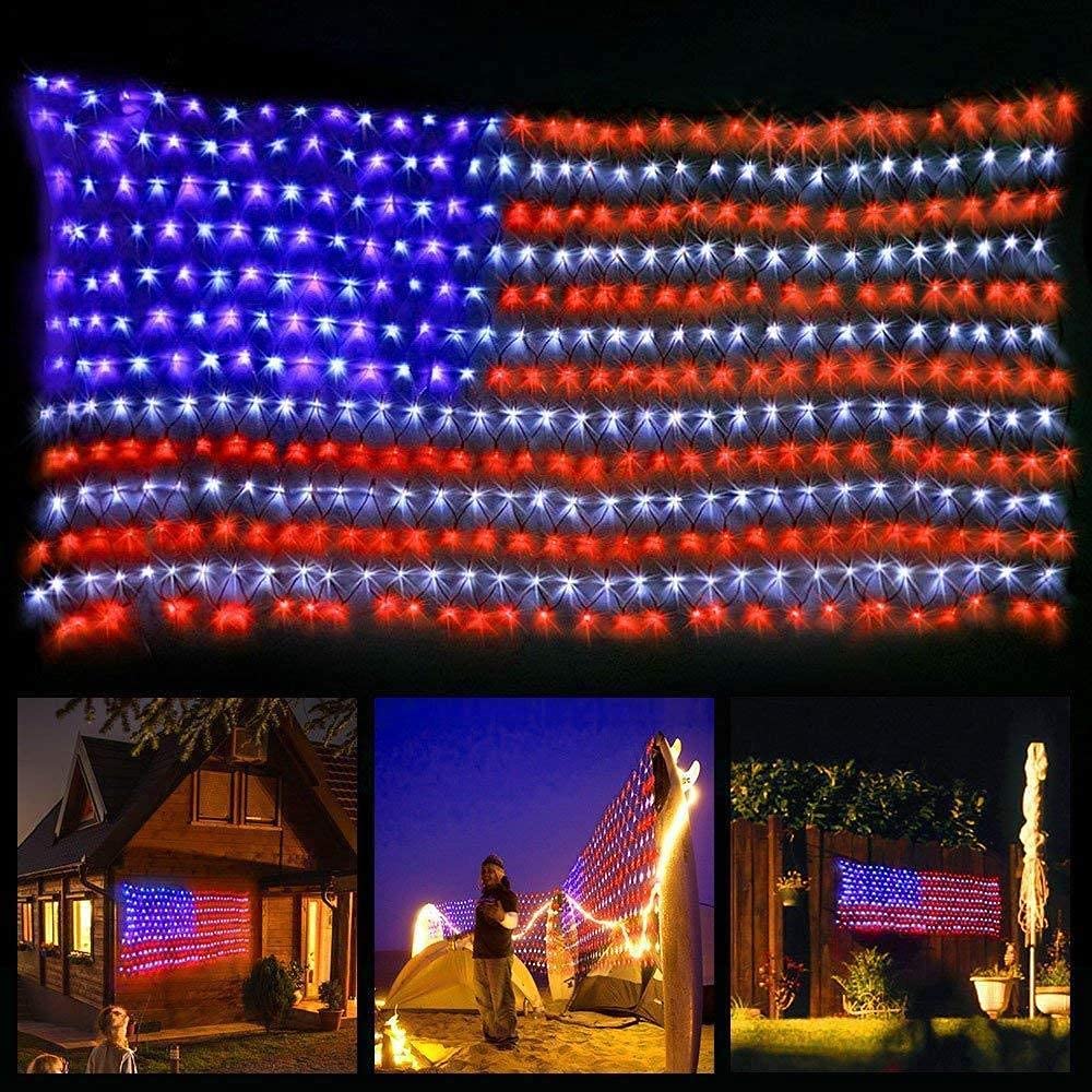 HYH American Flag Lights with 420 Super Bright LEDs Waterproof Led Flag Net Light of The United States for Memorial Day,Yard,Garden Decoration,Festival,Holiday,Party,Christmas New Year Decorations HYH
