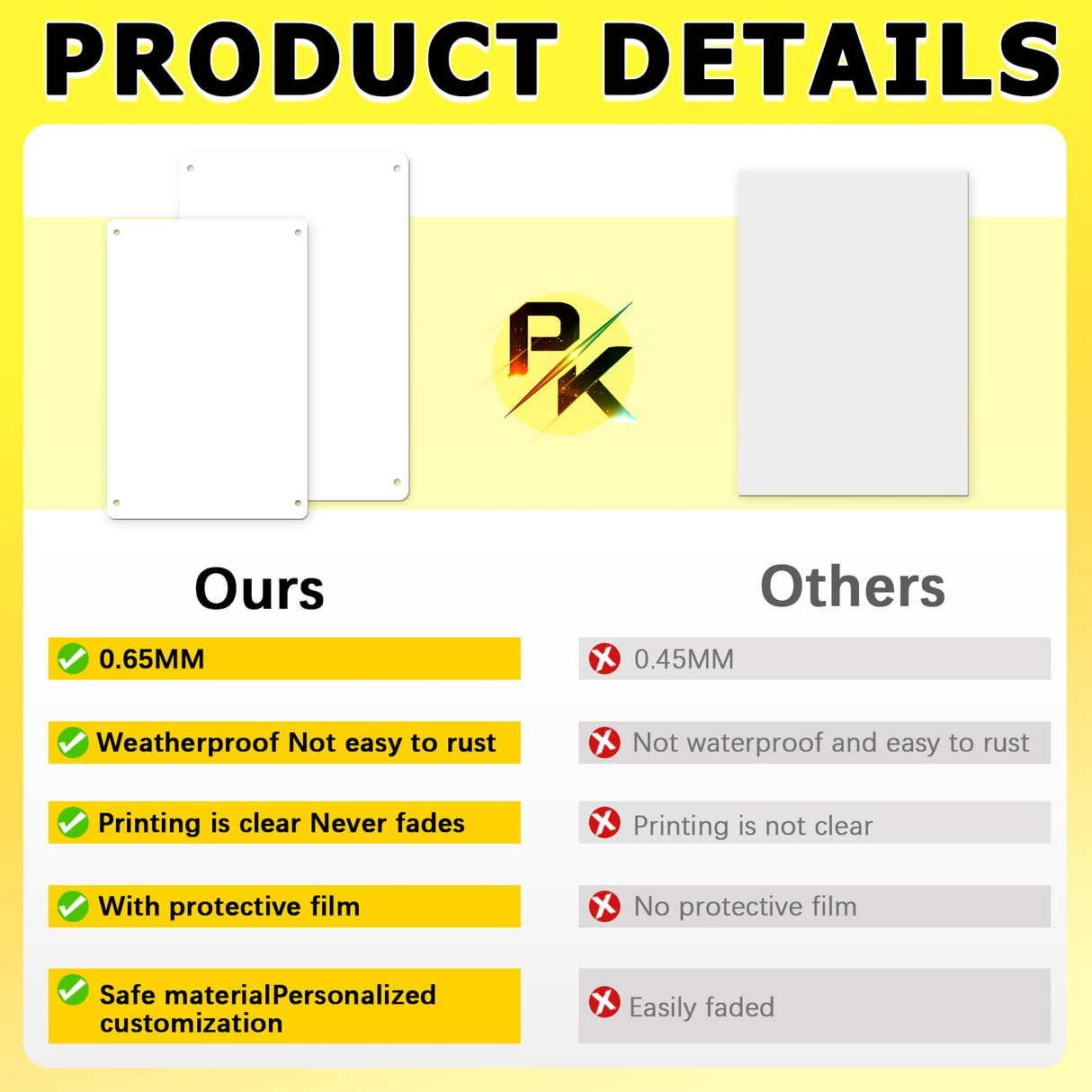 OIOIPPIO 4 Pack 10"x 14" Sublimation Metal Sign Blanks, 0.65mm White Blank Metal Signs Aluminum Metal Signs for Parking Garden Advertising Sign OIOIPPIO