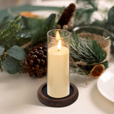 Hatway Wood Candle Holder Farmhouse Decor Wooden Pillar Candles Tray for Table Centerpiece Small Decorative Tray Riser Round Wooden Plate Pedestal Stand for Coffee Table for Christmas Decor Mu-2 Hatway