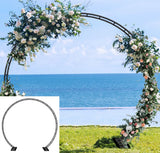 Queension Extra Large Wedding Arch for Ceremony 8.5Ft Wide 7.4Ft High, Metal Balloon Arches Backdrop Stand with Base for Party Supplies, Outdoor Garden Trellis for Climbing Plant, Round Frame, Black Queension