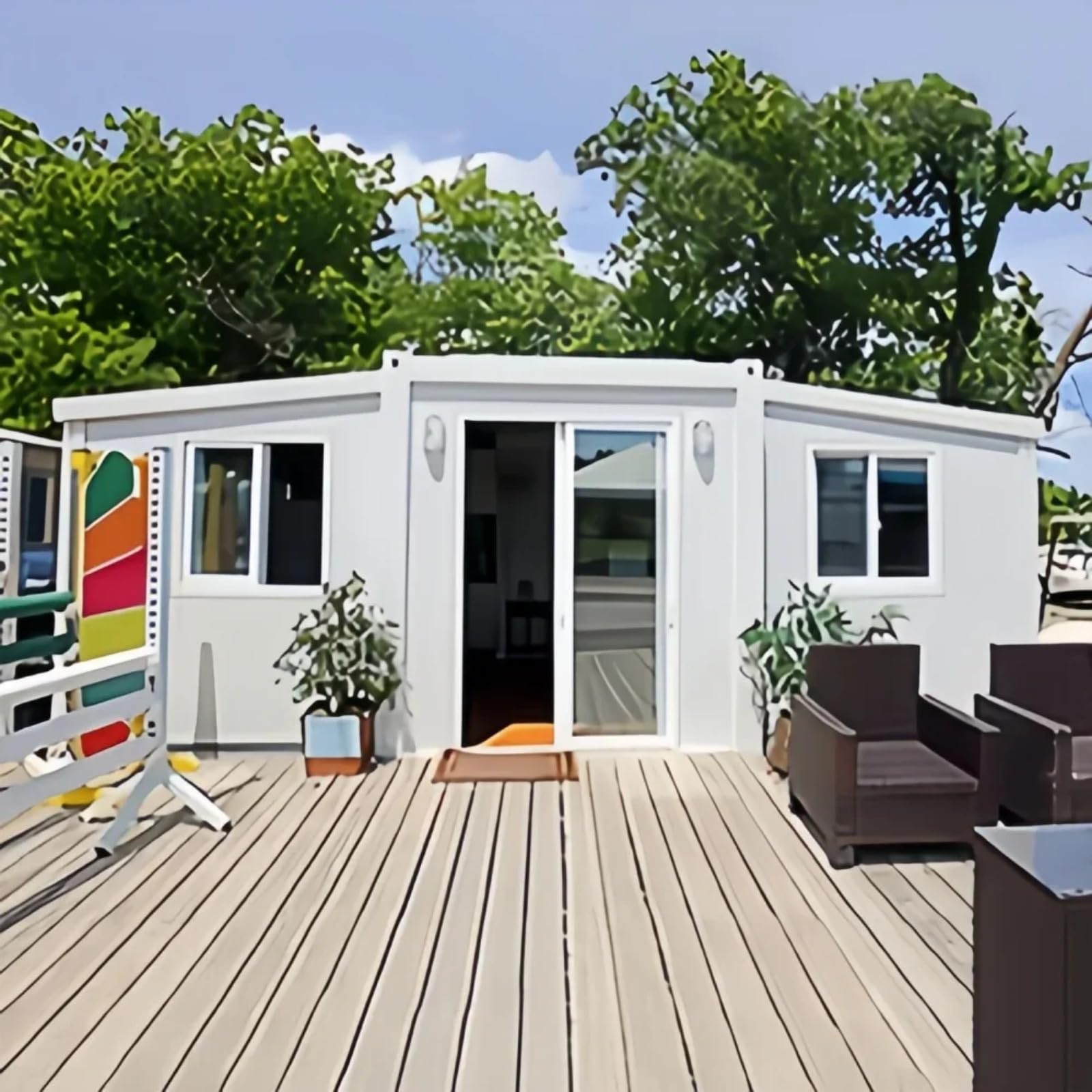 20Ft 30Ft 40Ft Light Steel Prefab Expandable Container House Portable Mobile Home Portable House to Live in with Terrace - WoodArtSupply