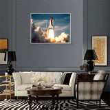 Diamond Painting Kits Magnificent Space Shuttle Launching, 5D DIY Crafts for Adults Diamond Art Kits, Full Drill Round Gem Painting Kit Paint with Diamonds Dots, Space Rocket Launch Gifts 12x16 inch PUAGEMTI