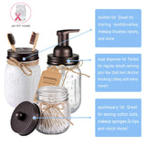 Komashr Mason Jar Bathroom Accessories Set(4pcs)- Jars Not Included - Foaming Soap Dispenser,Toothbrush Holder, and Apothecary Storage Jars Lids -Rustic Farmhouse Decor,Brown Komashr