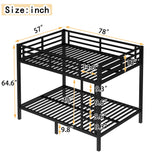Bellemave Metal Full Over Full Bunk Bed for Adults/Kids,Heavy Duty Adults Bunk Beds with Guardrail & Ladders,Full Size Bunk Beds for Teens,Black Bellemave