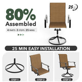 Anmutig 5 Piece Outdoor Patio Dining Set, 4 Swivel Rocking Patio Chairs & Square Dining Table Outdoor Furniture for Backyard Bistro Garden Poolside Brown Anmutig