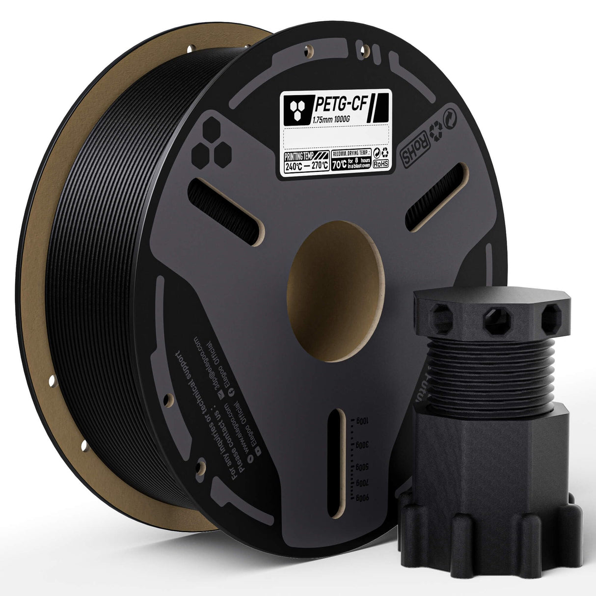 ELEGOO Carbon Fiber PETG Filament 1.75 mm Black 1KG, High Strength & Rigidity PETG-CF 3D Printing Filament, Abrasion Resistance for Functional Parts, 1KG(2.2lbs) Spool for Most FDM 3D Printers ELEGOO