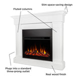 Real Flame Crawford Slim 48" Indoor Electric Fireplace with Mantel for Living Room or Bedroom, Replaceable Fireplace Insert Heater, Realistic Log and Flame Effect, Remote Control, Timer, White Real Flame