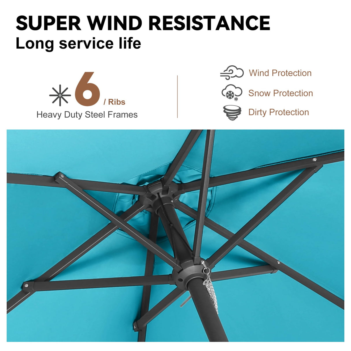 AckMizz 7.5ft Outdoor Patio Umbrella - Table Umbrella Waterprool UV Protection, Sombrillas de Patio with Push Button Tilt&Crank, Sun Umbrella for Pool, Porch, Garden, Deck, Backyard(Sky Blue) AckMizz