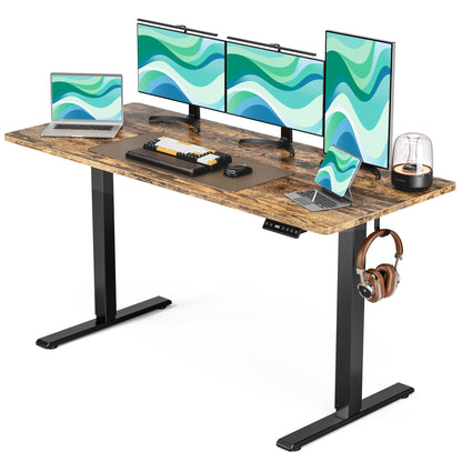 Acrolix Electric Standing Desk Height Adjustable Desk, 55 X 24 Inches Sit Stand up Desk,3 Memory Preset Computer Desk Office Table with Splice Board (Rustic Brown Desktop)