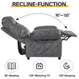 KCREAM Grey Overstuffed Massage Recliner Chair Living Room Chairs for Adults with Side Pockets Fabric Manual Small Recliner with Heating Push Back Recliner Single Sofa Chair KCREAM
