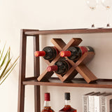 TRWISWDC Wine Rack Countertop Oak Wooden Wine Bottle Holder Rustic Free Standing Wine Storage Racks for Tabletop, Hutches and Display Cabinets - No Assembly Required (Walnut) TRWISWDC