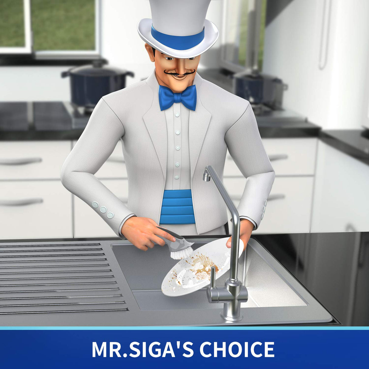 MR.SIGA Pot and Pan Cleaning Brush, Dish Brush for Kitchen, Pack of 2 MR.SIGA