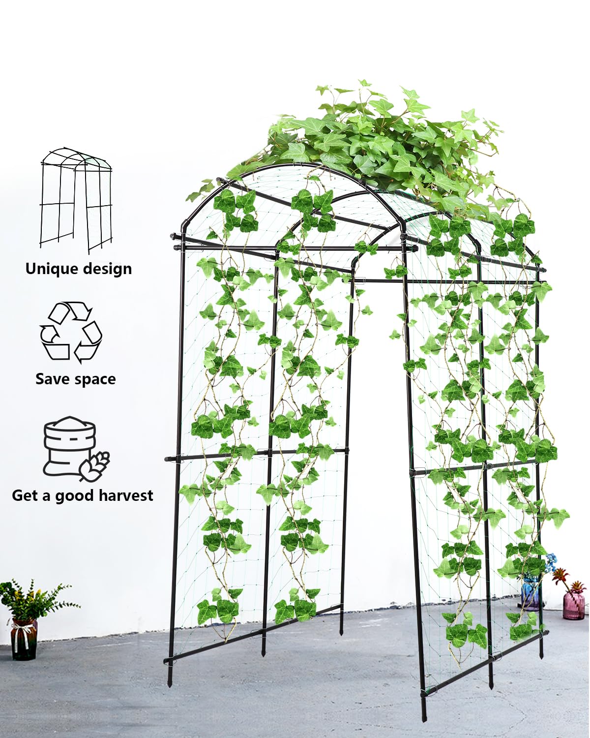 Garden Arch Tunnel Trellis for Climbing Plant Outdoor, Garden Trellis Arch, 7 FT Tall Walkway Trellis, Large Side Archway Arbor Tunnel Support for Vegetable/Fruit/Flowers Outdoor,Garden Raised Bed FAHKNS