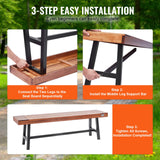 VEVOR 63 inch Outdoor Wood Bench Metal Leg, Solid Wood Garden Bench,Outdoor Backless Bench Weatherproof,Never Rot or Fade Patio Bench for Garden, Park, Yard, Front Porch VEVOR