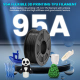 SUNLU TPU Filament 1.75mm Flexible 3D Printer Filament 1KG, 95A Soft 3D Printing Filament fit Most FDM 3D Printers, Dimensional Accuracy +/- 0.03mm, 95A Flexible Filament TPU, 1kg (2.2lbs), Black SUNLU