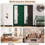 baoliwo Metal Armoire Wardrobe Closet Storage Cabinet with Mirror, 71'' Wardrobe Cabinet with Hanging Rod Metal Closet with 2 Adjustable Shelves for Bedroom, Laundry Room, Cloak Room baoliwo