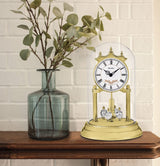 Bulova B8821 Heather Anniversary Clock | 9" Glass Dome Design | Rotating Crystal Pendulum | Westminster Chime | Engraving Plate Bulova