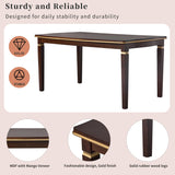 Merax 6-Piece Solid Wood Dining Table Set, Modern Elegant 60" Rectangular with 4 High-Back Tufted Upholstered Chairs + 1 Bench for Kitchen Room, Espresso Merax