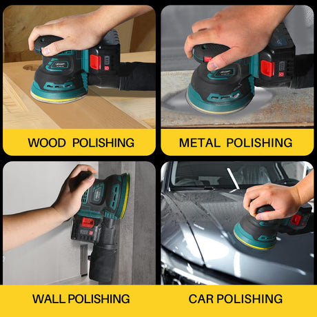 Orbital Sander with 2x20V 4Ah Batteries and 1xCharger,5 inch Variable Speed Cordless Orbital Sander, Brushless Motor Cordless Palm Sander for Woodworking, Sanding, Polishing-JOVANT jovant