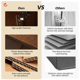 HULALA HOME Modern Buffet Cabinet Kitchen Storage Cabinet with 3D Geometric Design, Free Standing Sideboard Solid Wood Legs Adjustable Shelf, Walnut Accent Cabinet for Living Room Dining Room Hallway HULALA HOME