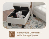 Woyomeub Sectional Sofa Couches for Living Room 78" L Shaped Sofas with Storage Ottoman Small 3 Seater Couch Velvet Fabric, Beige Woyomeub