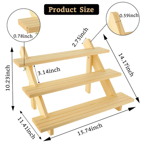 Acrux7 2 Pack 3 Tier Wooden Display Stand, Wooden Earring Display Wood Cupcake Stands, Detachable Wood Tiered Jewelry Card Display Stand with Groove for Jewelry Cupcake Vendors Retail Party Home Acrux7