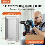 VEVOR BBQ Access Door 14W x 20H Inch, Vertical Single BBQ Door Stainless Steel, Outdoor Kitchen Doors for BBQ Island, Grill Station, Outside Cabinet VEVOR