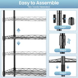 Himimi 6-Tier Wire Shelving Unit, Free Standing Shelf, Metal Storage Shelves, Heavy Duty Organizer Rack for Garage, Kitchen, Living Room, Bathroom, 21.26L x 11.42W x 62.99H, Black Himimi