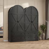 Gyfimoie 74.8" Black Armoire Wardrobe Closet with 2 Drawers and 2 Doors, Tall Bedroom Freestanding Armoire Storage Cabinet with Shelves, Wood Large Wardrobe Combination for Hanging Clothes (Black) Gyfimoie