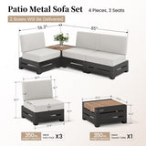 SUNSHINE VALLEY Upgraded 4 Piece Metal Patio Sectional Furniture Set with 5.9" Thick Cushion, Outdoor Furniture Conversation Set with Coffee Table, Patio Modular L Shape Sofa for Backyard Deck Outside SUNSHINE VALLEY