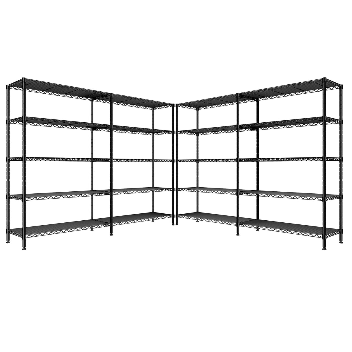 REIBII 5-Tier Heavy Duty Metal Wire Shelves, Industrial Style, 61.7"W x 72.4"H x 15.8"D, 1500 LBS Capacity, Adjustable, Rust Resistant, 2 Pack REIBII