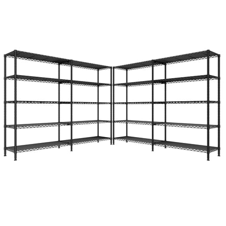 REIBII 5-Tier Heavy Duty Metal Wire Shelves, Industrial Style, 61.7"W x 72.4"H x 15.8"D, 1500 LBS Capacity, Adjustable, Rust Resistant, 2 Pack REIBII