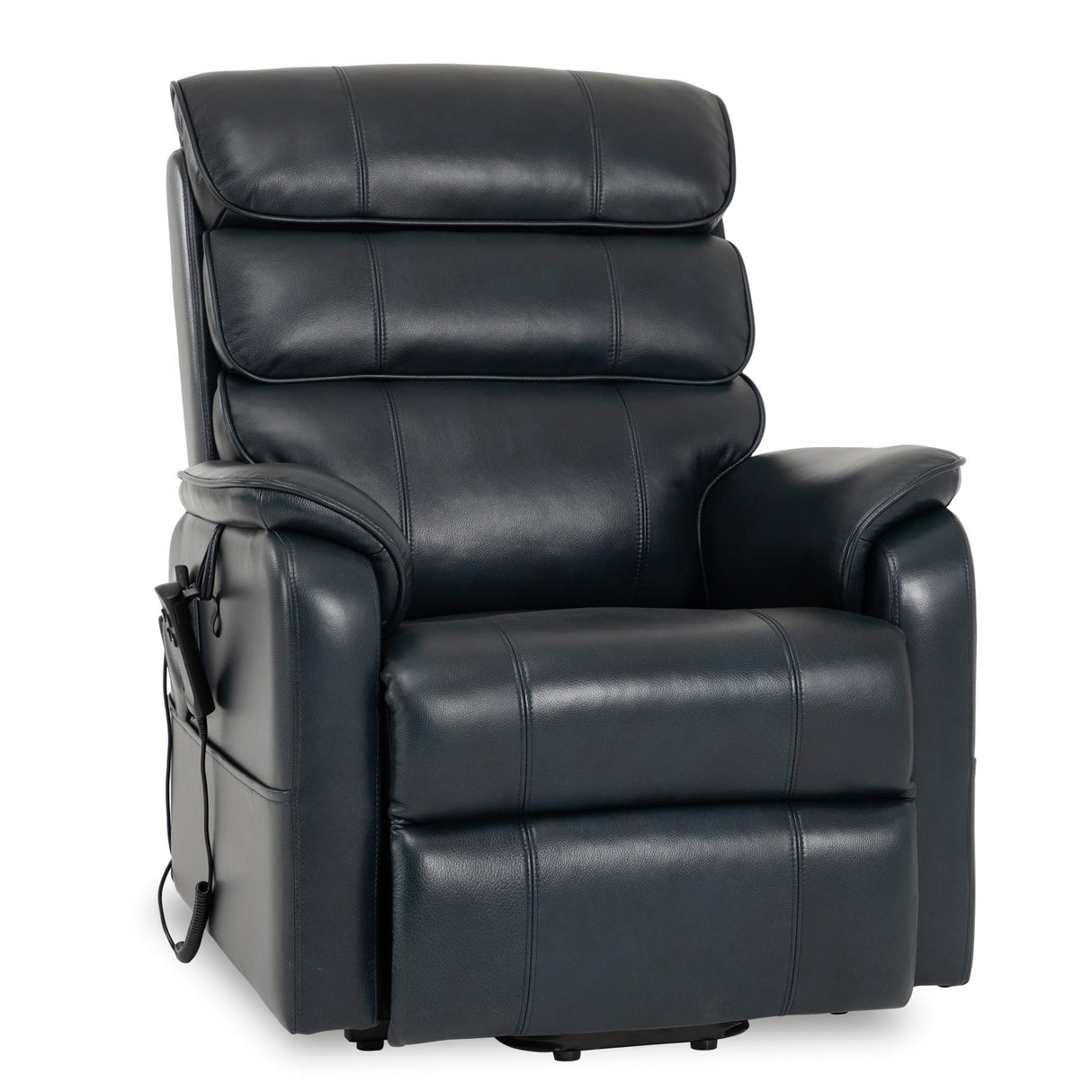 DYNOX 350 LBS Power Lift Recliner Chair for Elderly, Medium Size Dual Motor Lay Flat Infinite Positions Recliner with Heat & Massage (9188, Genuine Leather, Dark Blue) DYNOX